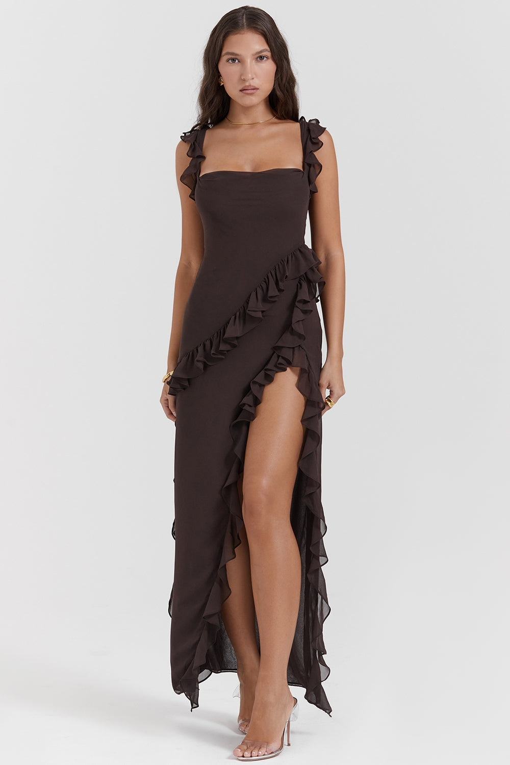 Ruffled Silk Maxi