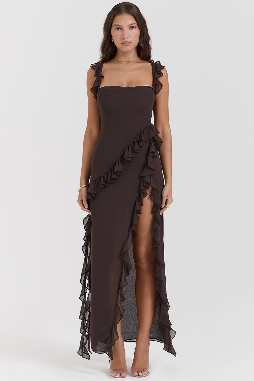 Ruffled Silk Maxi