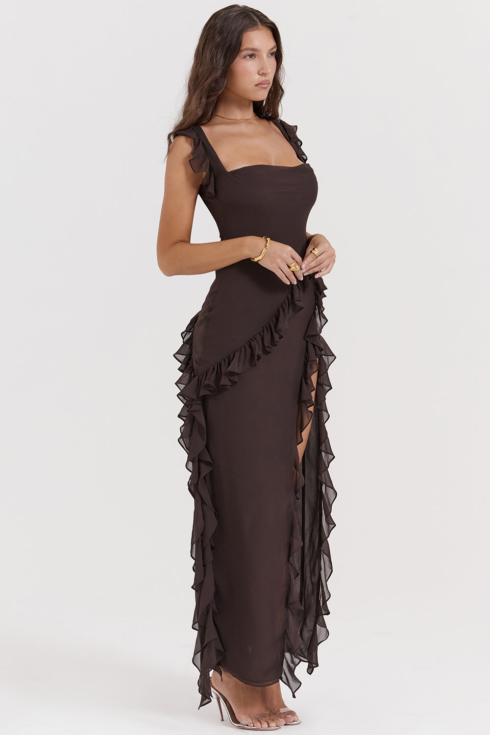 Ruffled Silk Maxi