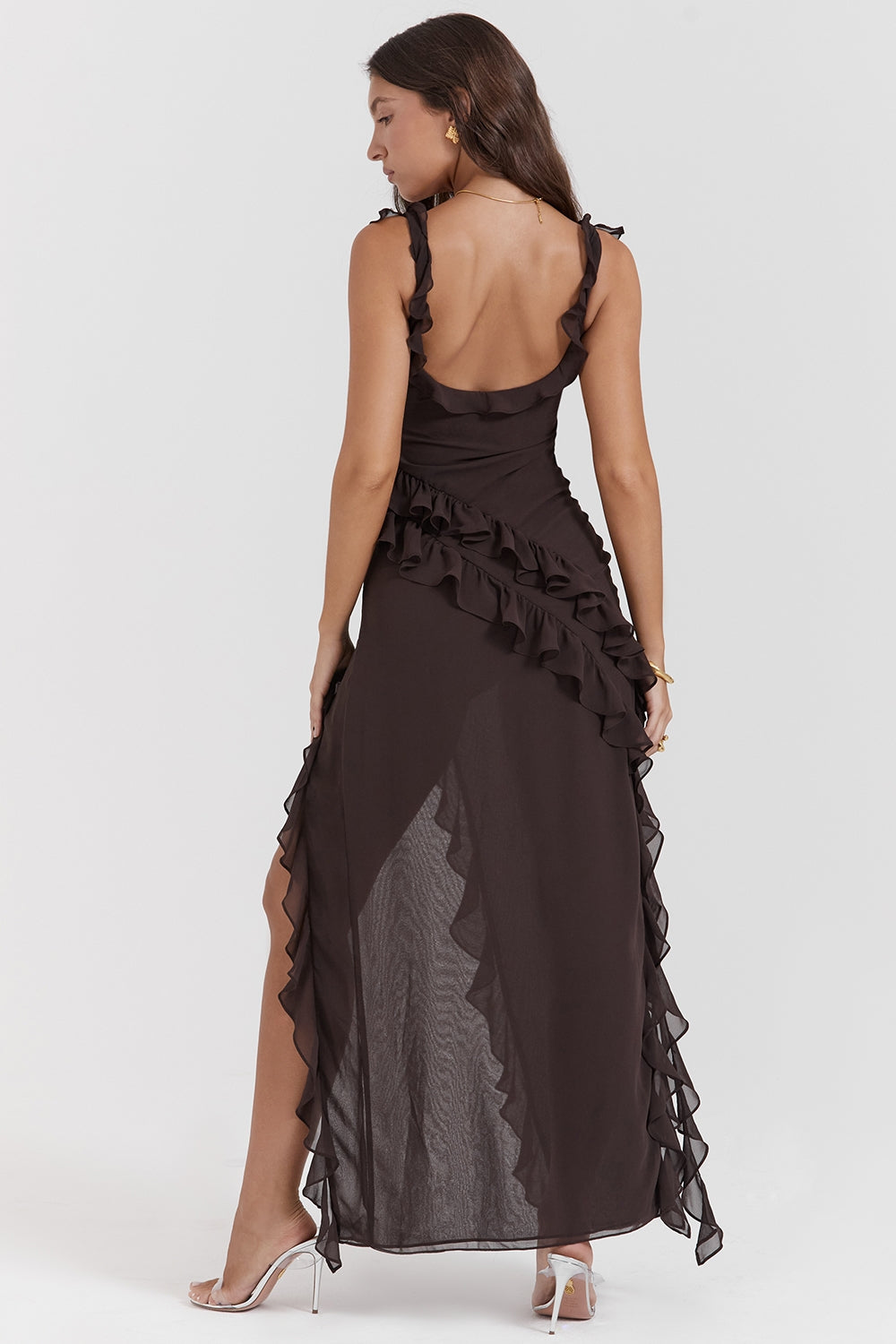 Ruffled Silk Maxi