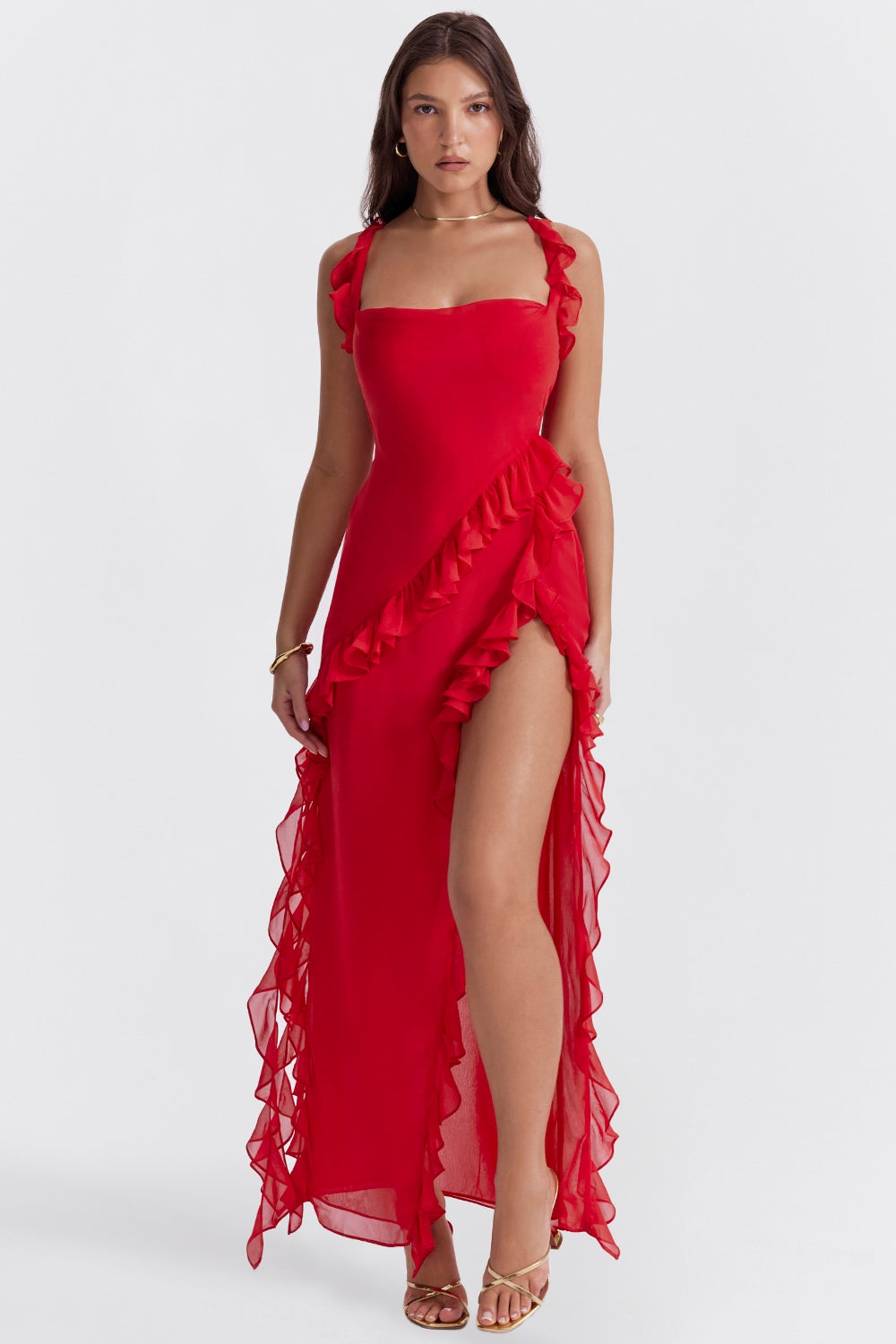 Ruffled Silk Maxi