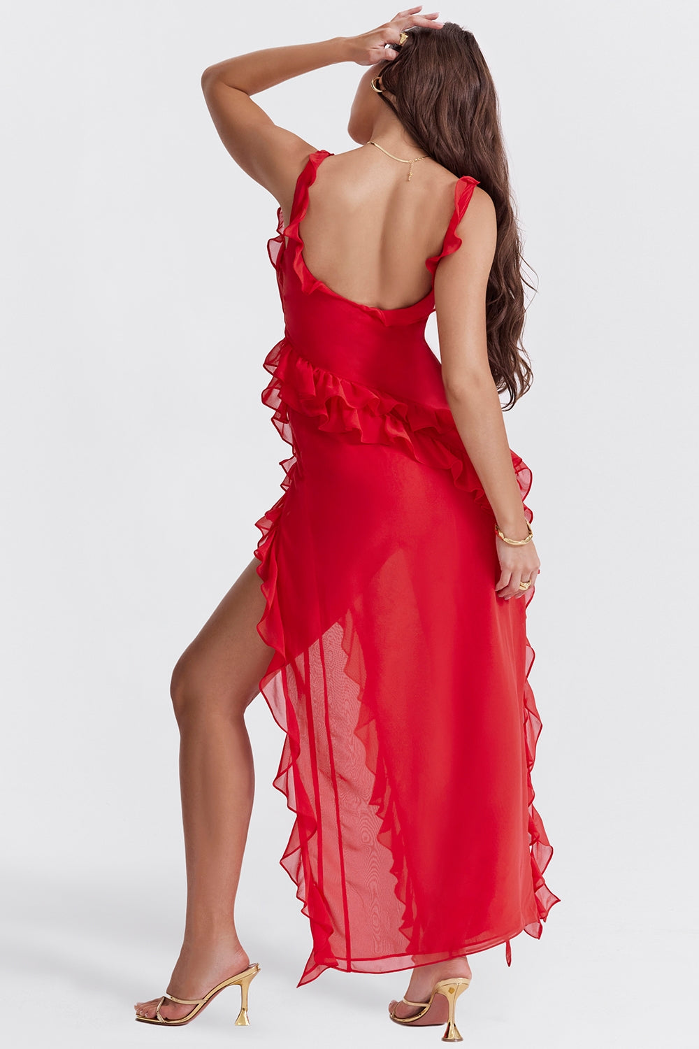Ruffled Silk Maxi