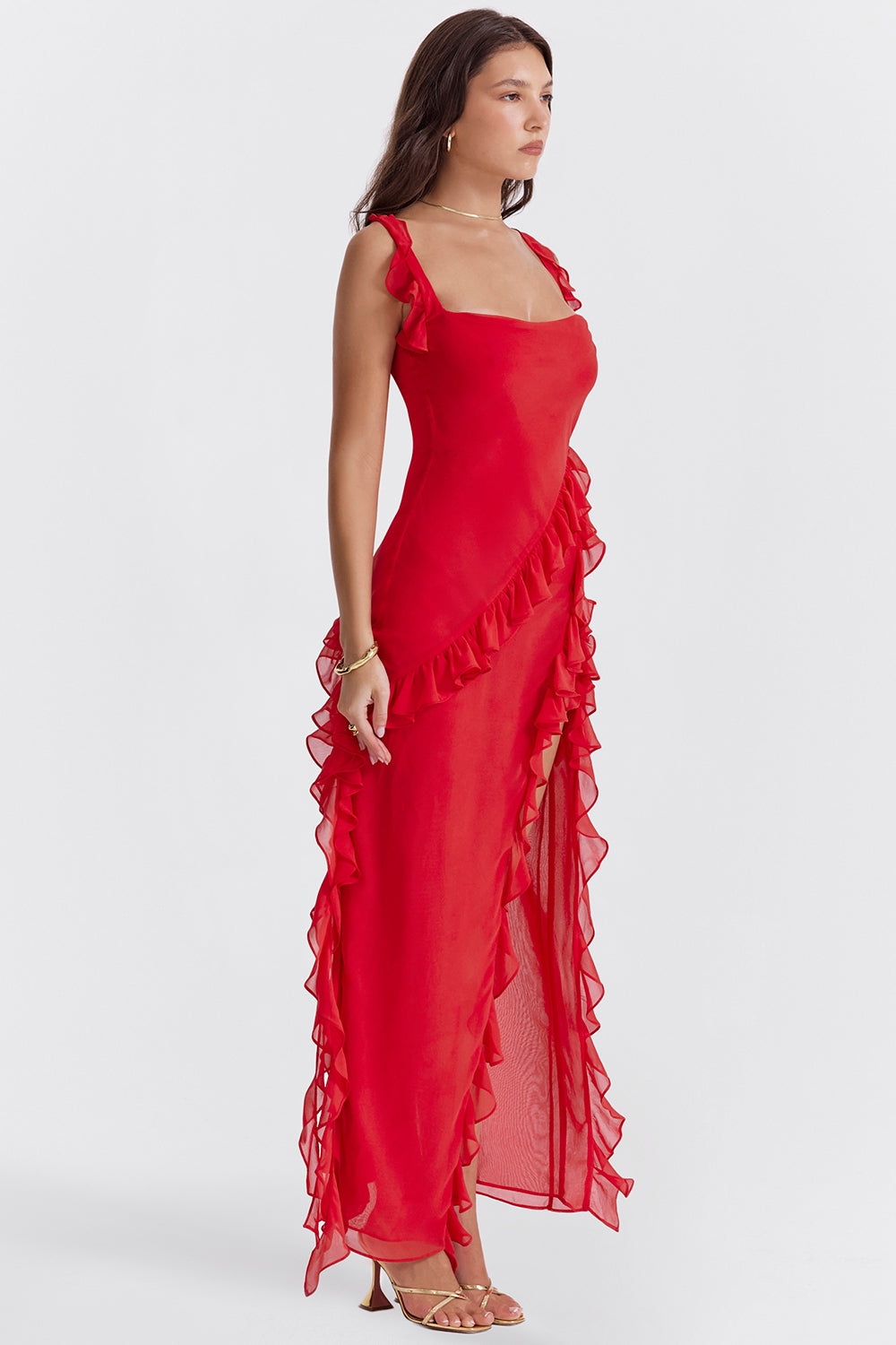 Ruffled Silk Maxi
