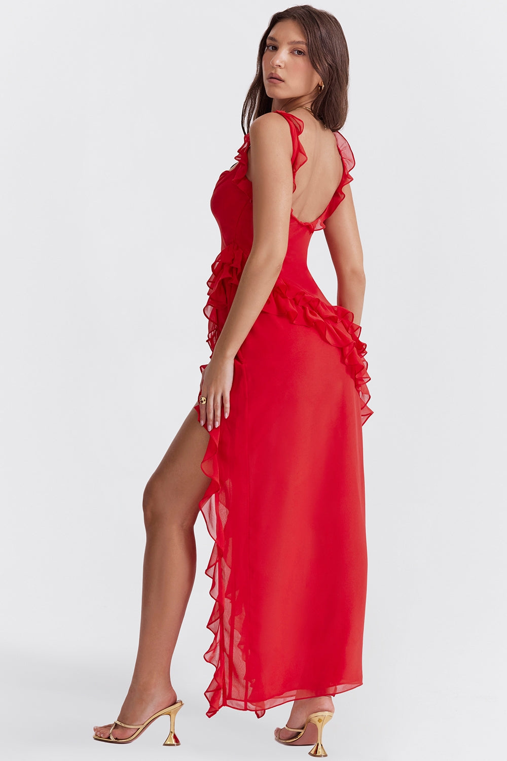 Ruffled Silk Maxi